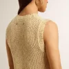 Mesh-Strickoberteil mit Pailletten und kontrastierenden Details Mesh-Strickoberteil mit Pailletten und kontrastierenden Details