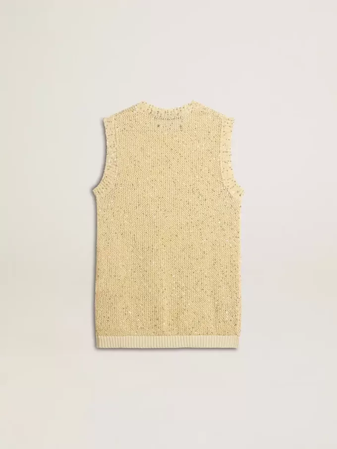 Mesh-Strickoberteil mit Pailletten und kontrastierenden Details Mesh-Strickoberteil mit Pailletten und kontrastierenden Details