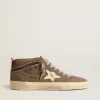 Mid Star aus grünem Canvas mit Lederstern und schwarzem Blitz