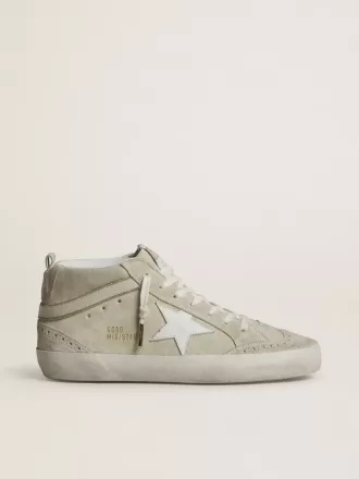 Mid Star aus hellgrauem Wildleder mit weißem Lederstern