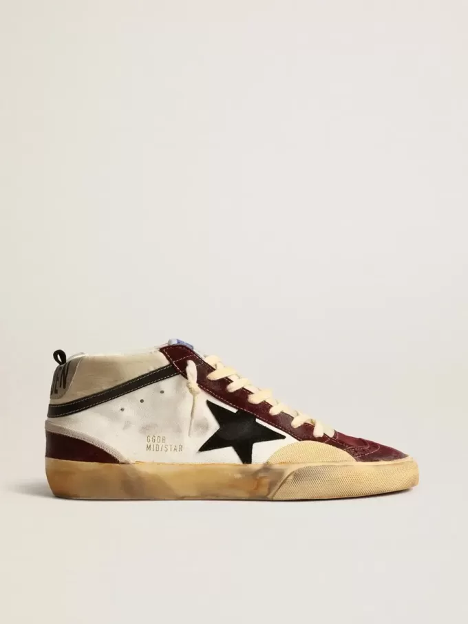 Mid Star aus Nappa mit schwarzem Wildlederstern und weinroten Einsätzen
