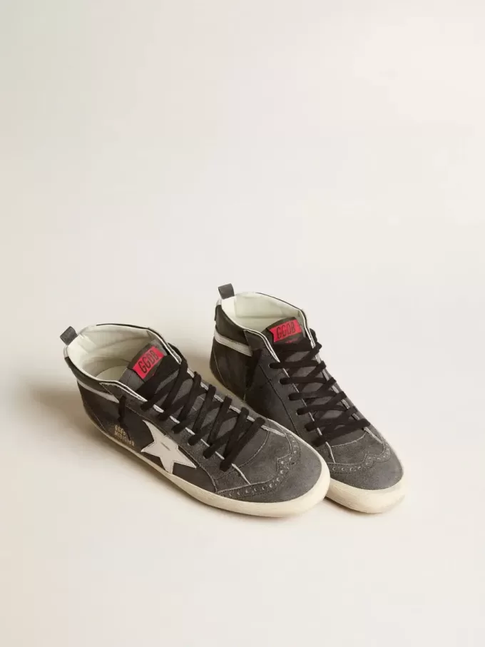 Mid Star aus schwarzem Wildleder mit weißem Lederstern und silbernem Flash