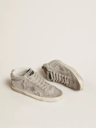 Mid Star aus silbernem Wildleder mit Swarovski-Kristallen und Wildlederstern