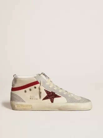 Mid Star für Damen aus Leder mit Glitzerstern und rotem Nubuk-Flash
