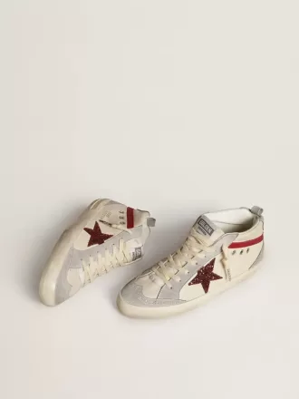 Mid Star für Damen aus Leder mit Glitzerstern und rotem Nubuk-Flash