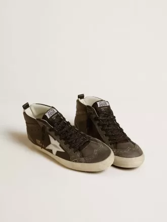 Mid Star für Damen aus schwarzem Leder mit silbermetallischem Lederstern