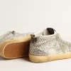 Mid Star für Damen aus weißem und taubengrauem Wildleder mit Swarovski-Kristallen