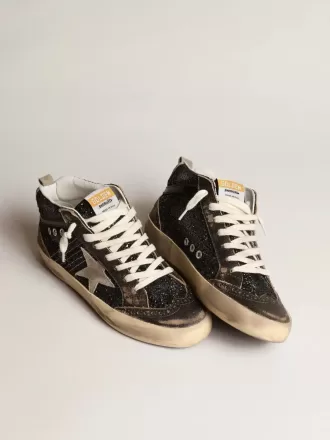Mid Star für Damen in Schwarz mit Glitzer, taubengrauem Wildleder-Stern und Fersenlasche Mid Star für Damen in Schwarz mit Glitzer, taubengrauem Wildleder-Stern und Fersenlasche