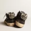 Mid Star für Damen in Schwarz mit Glitzer, taubengrauem Wildleder-Stern und Fersenlasche Mid Star für Damen in Schwarz mit Glitzer, taubengrauem Wildleder-Stern und Fersenlasche