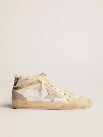 Mid Star für Damen mit Stern aus hellgrauem Wildleder und goldenem Flash
