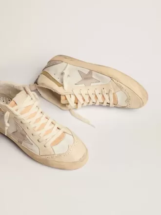 Mid Star für Damen mit Stern aus hellgrauem Wildleder und goldenem Flash