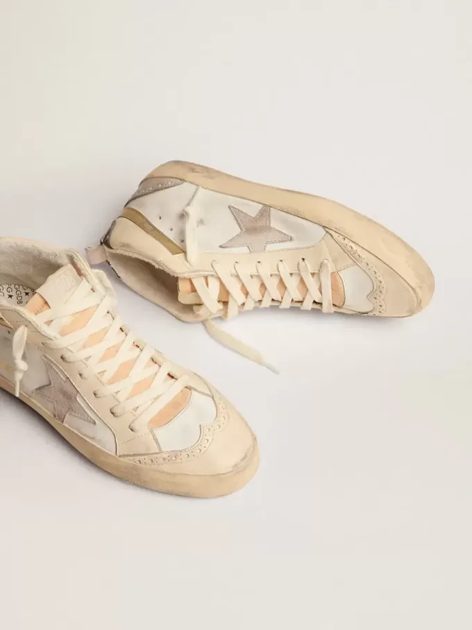 Mid Star für Damen mit Stern aus hellgrauem Wildleder und goldenem Flash
