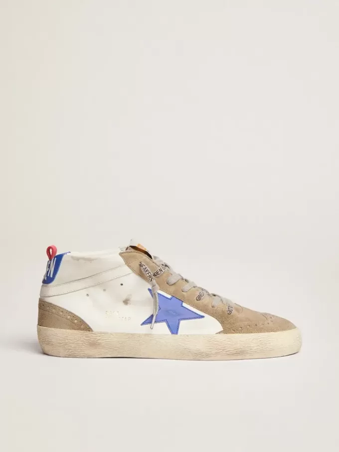 Mid Star für Herren mit blauem Lederstern und taubengrauen Wildledereinsätzen