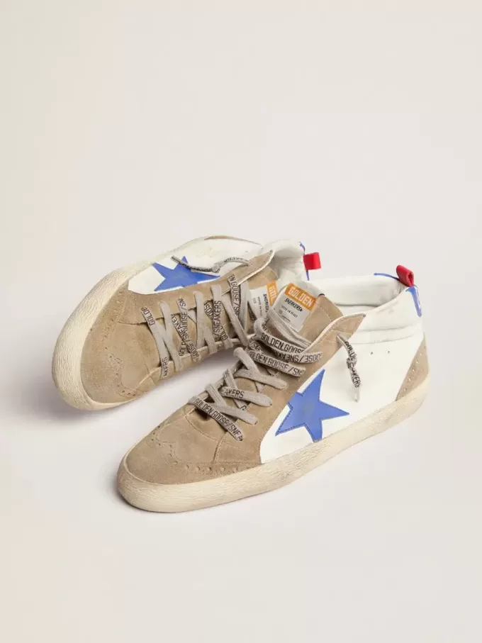 Mid Star für Herren mit blauem Lederstern und taubengrauen Wildledereinsätzen