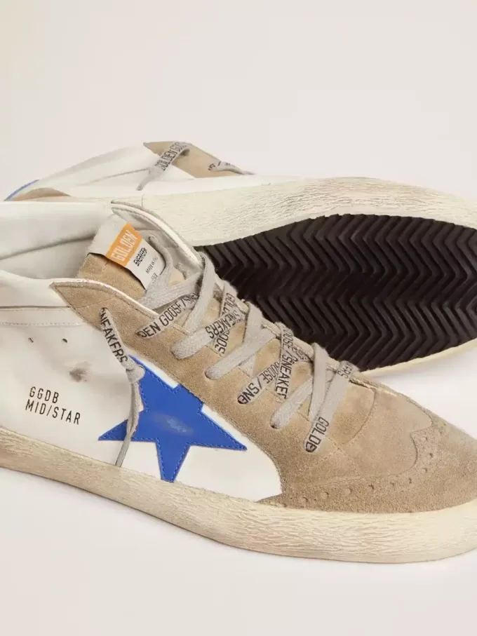 Mid Star für Herren mit blauem Lederstern und taubengrauen Wildledereinsätzen