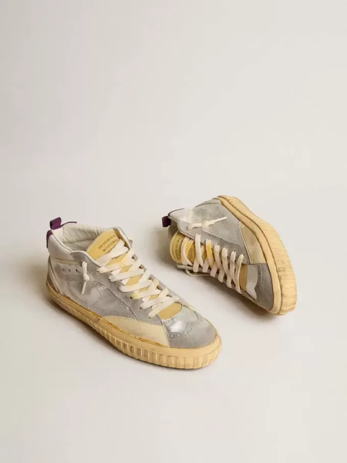 Mid Star LAB aus silbernem Metallic-Leder und Mesh mit perforiertem Stern