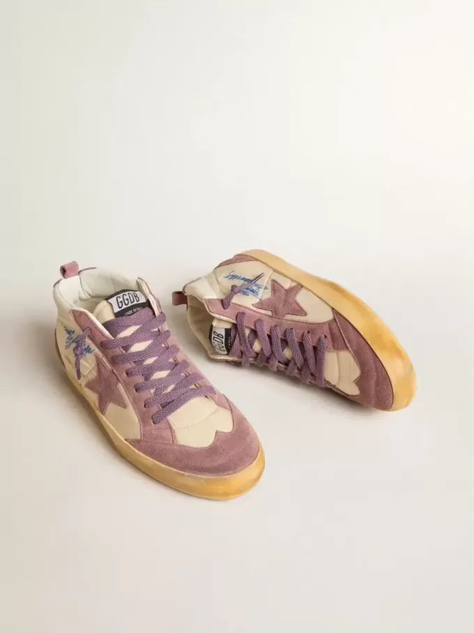 Mid Star LAB für Damen aus Nylon und Nappa mit mauvefarbenem Wildlederstern