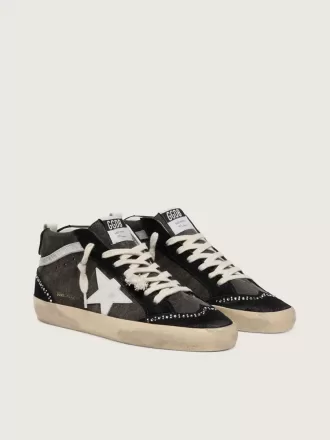Mid Star LTD aus schwarzem Denim mit Wildledereinsätzen und Swarovski-Kristallen