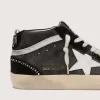 Mid Star LTD aus schwarzem Denim mit Wildledereinsätzen und Swarovski-Kristallen