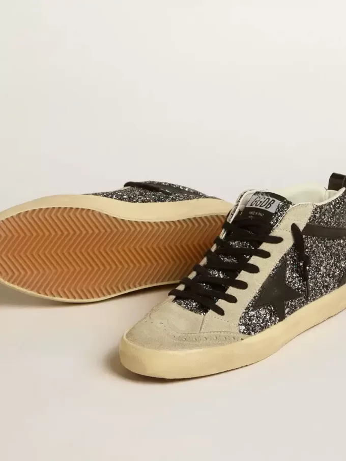 Mid Star LTD in Schwarz mit Glitzer, schwarzem Lederstern und Blitz