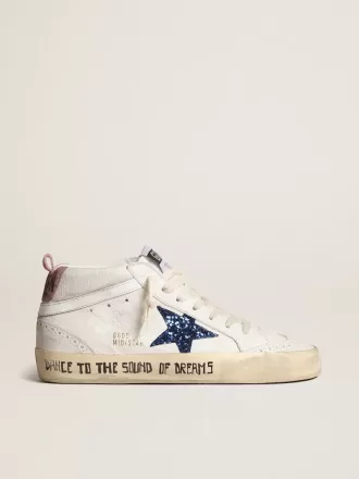 Mid Star mit blauem Glitzerstern und rosa Wildleder-Fersenlasche Mid Star mit blauem Glitzerstern und rosa Wildleder-Fersenlasche