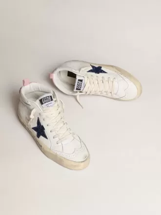 Mid Star mit blauem Glitzerstern und rosa Wildleder-Fersenlasche Mid Star mit blauem Glitzerstern und rosa Wildleder-Fersenlasche