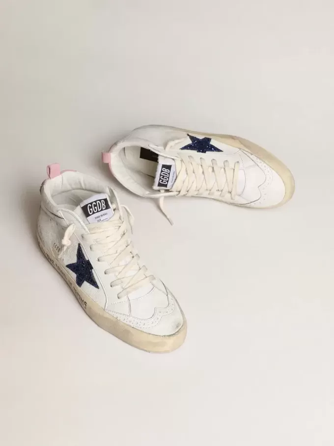 Mid Star mit blauem Glitzerstern und rosa Wildleder-Fersenlasche Mid Star mit blauem Glitzerstern und rosa Wildleder-Fersenlasche