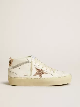 Mid Star mit Glitzerstern und metallisch silbernem Lederstreifen Mid Star mit Glitzerstern und metallisch silbernem Lederstreifen
