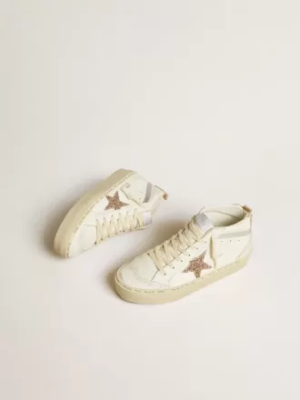 Mid Star mit Glitzerstern und metallisch silbernem Lederstreifen Mid Star mit Glitzerstern und metallisch silbernem Lederstreifen