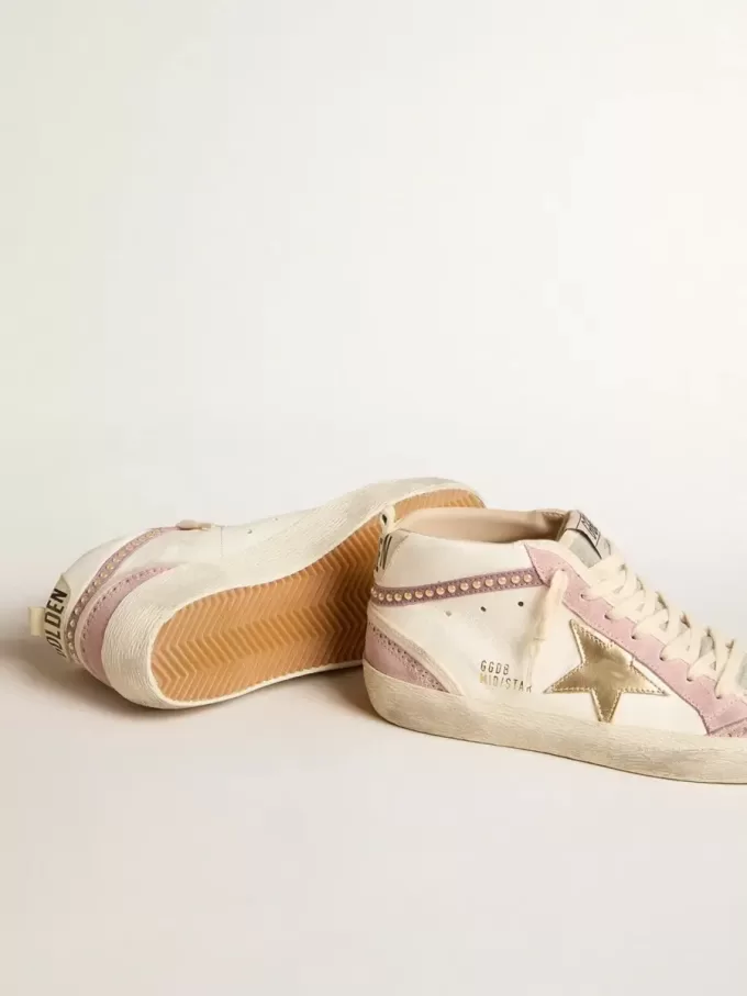 Mid Star mit goldenem Lederstern und rosa Wildleder-Flash mit Perlen