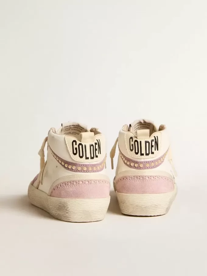 Mid Star mit goldenem Lederstern und rosa Wildleder-Flash mit Perlen