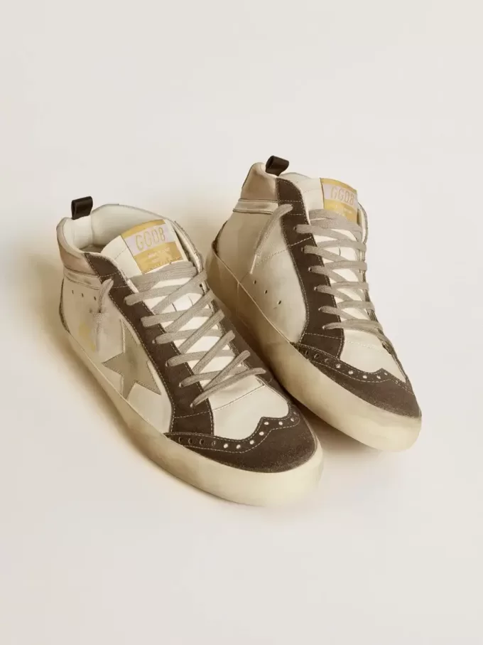 Mid Star mit grauem Lederstern und metallisch silbernem Lederstreifen