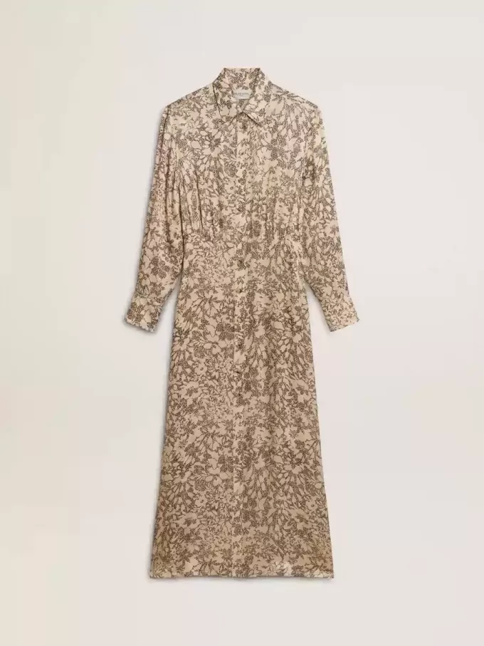 Midi-Kleid für Damen aus Seidenmischung mit Blumenmuster