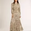 Midi-Kleid für Damen aus Seidenmischung mit Blumenmuster