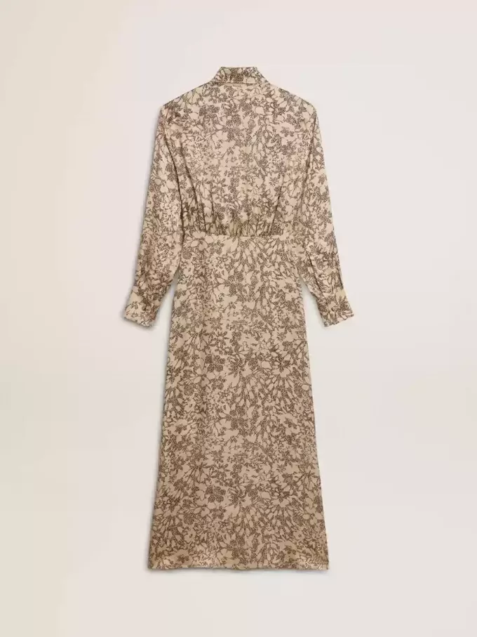 Midi-Kleid für Damen aus Seidenmischung mit Blumenmuster