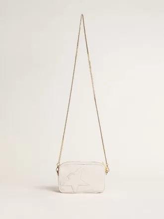 Mini Star Bag aus butterweißem Leder mit Ton-in-Ton-Stern
