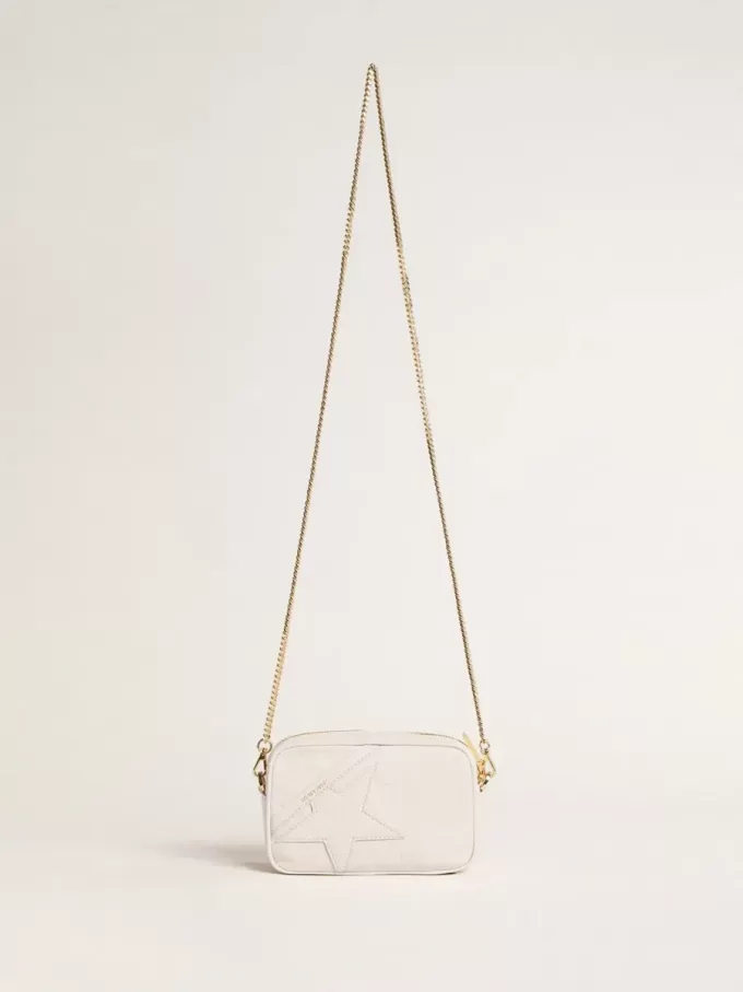 Mini Star Bag aus butterweißem Leder mit Ton-in-Ton-Stern
