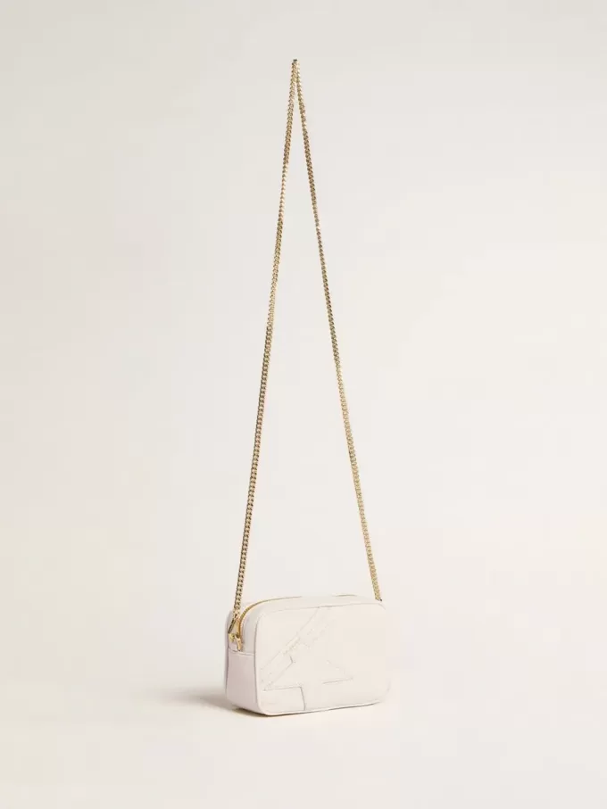 Mini Star Bag aus butterweißem Leder mit Ton-in-Ton-Stern