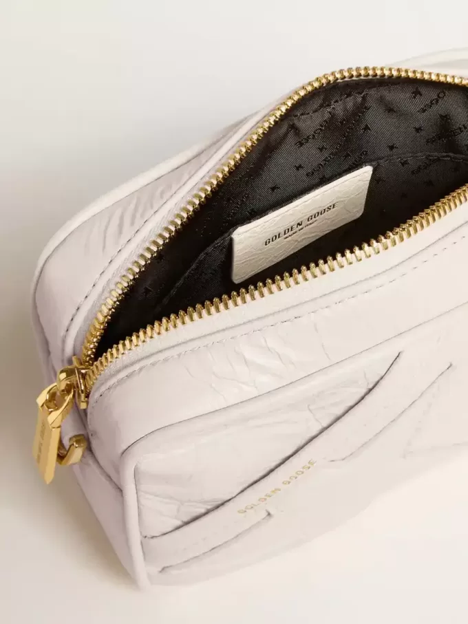 Mini Star Bag aus butterweißem Leder mit Ton-in-Ton-Stern