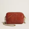 Mini Star Bag aus rostfarbenem Leder mit Schlangenprint
