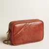 Mini Star Bag aus rostfarbenem Leder mit Schlangenprint