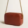 Mini Star Bag aus rostfarbenem Leder mit Schlangenprint