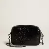 Mini Star Bag aus schwarzem Leder mit Swarovski-Kristallstern