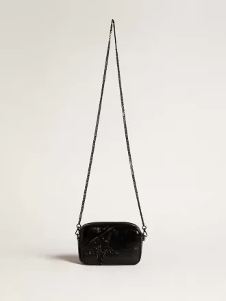 Mini Star Bag aus schwarzem Leder mit Swarovski-Kristallstern