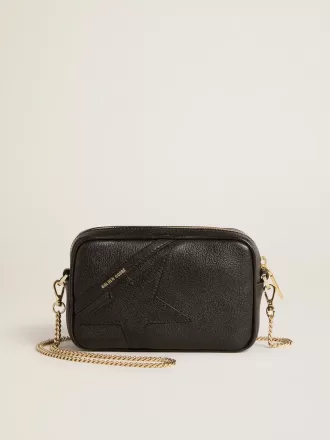 Mini Star Bag aus schwarzem Leder mit ton-in-ton Stern