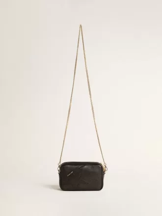 Mini Star Bag aus schwarzem Leder mit ton-in-ton Stern