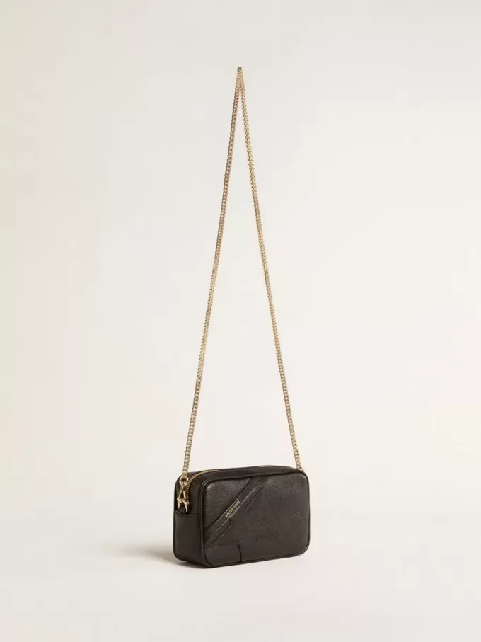 Mini Star Bag aus schwarzem Leder mit ton-in-ton Stern