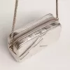 Mini Star Tasche für Damen aus silbernem laminiertem Leder mit Ton-in-Ton-Stern