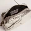 Mini Star Tasche für Damen aus silbernem laminiertem Leder mit Ton-in-Ton-Stern