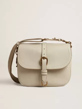 Mittlere Sally-Tasche aus Porzellanleder mit Schnalle und kontrastierendem Schulterriemen